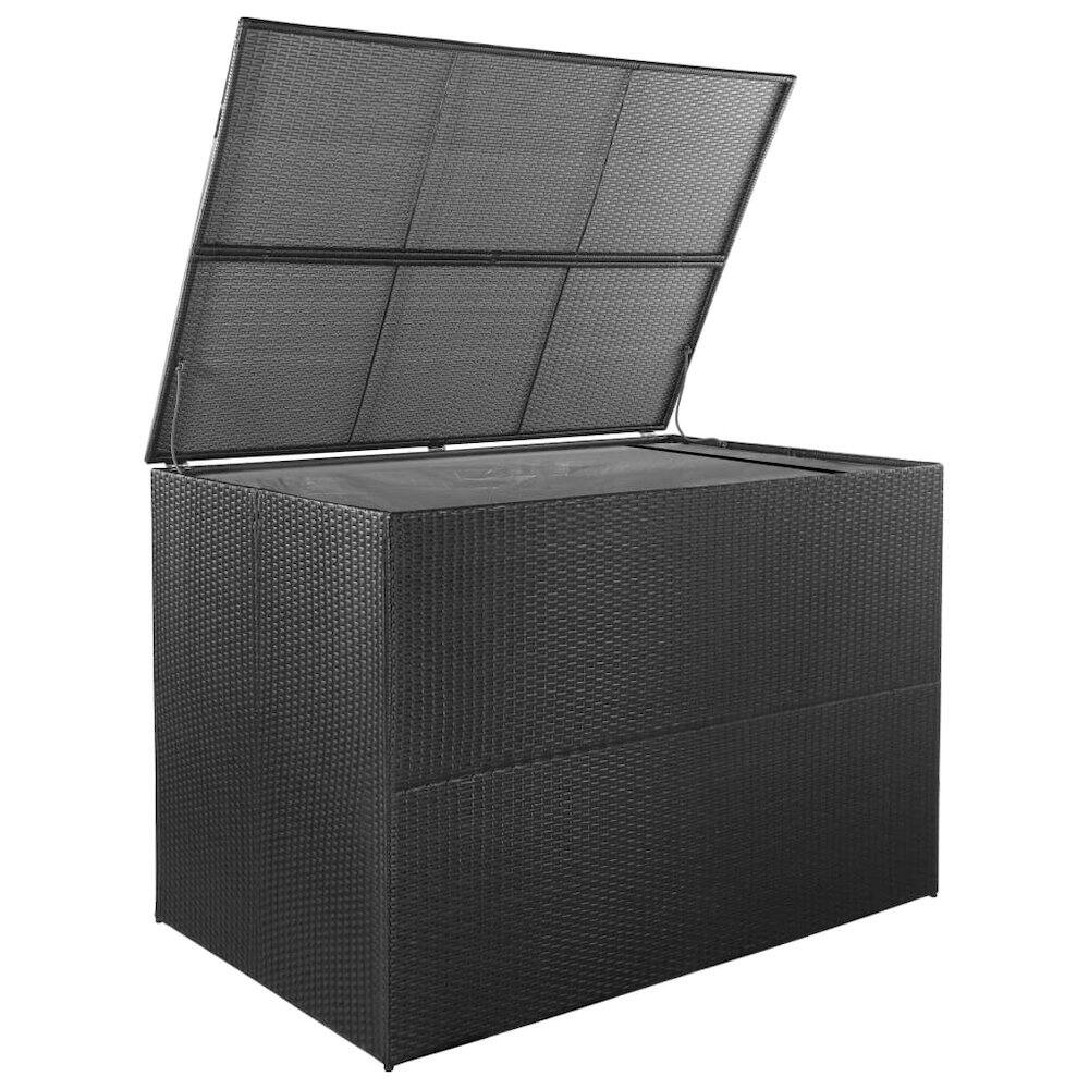 Left. vidaXL - vidaXL Outdoor Storage Box Black PE Rattan, Powder-Coated Steel - Black.