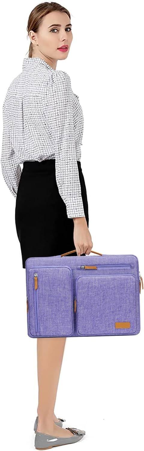 Alt View 2. mosiso - 360 Protective Laptop Handbag Sleeve 15-15.6 inch for MacBook Pro 16 HP Acer Dell Lenovo ASUS - Purple.