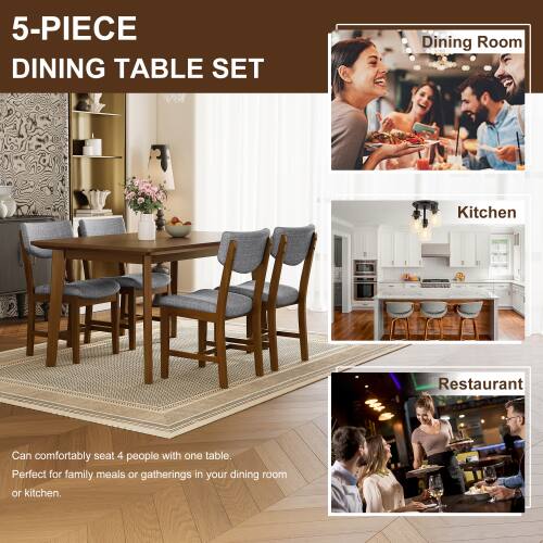 5-PIECE DINING TABLE SET

Dining Room
Kitchen
Restaurant

Can comfortably seat 4 people with one table. Perfect for family meals or gatherings in your dining room or kitchen.