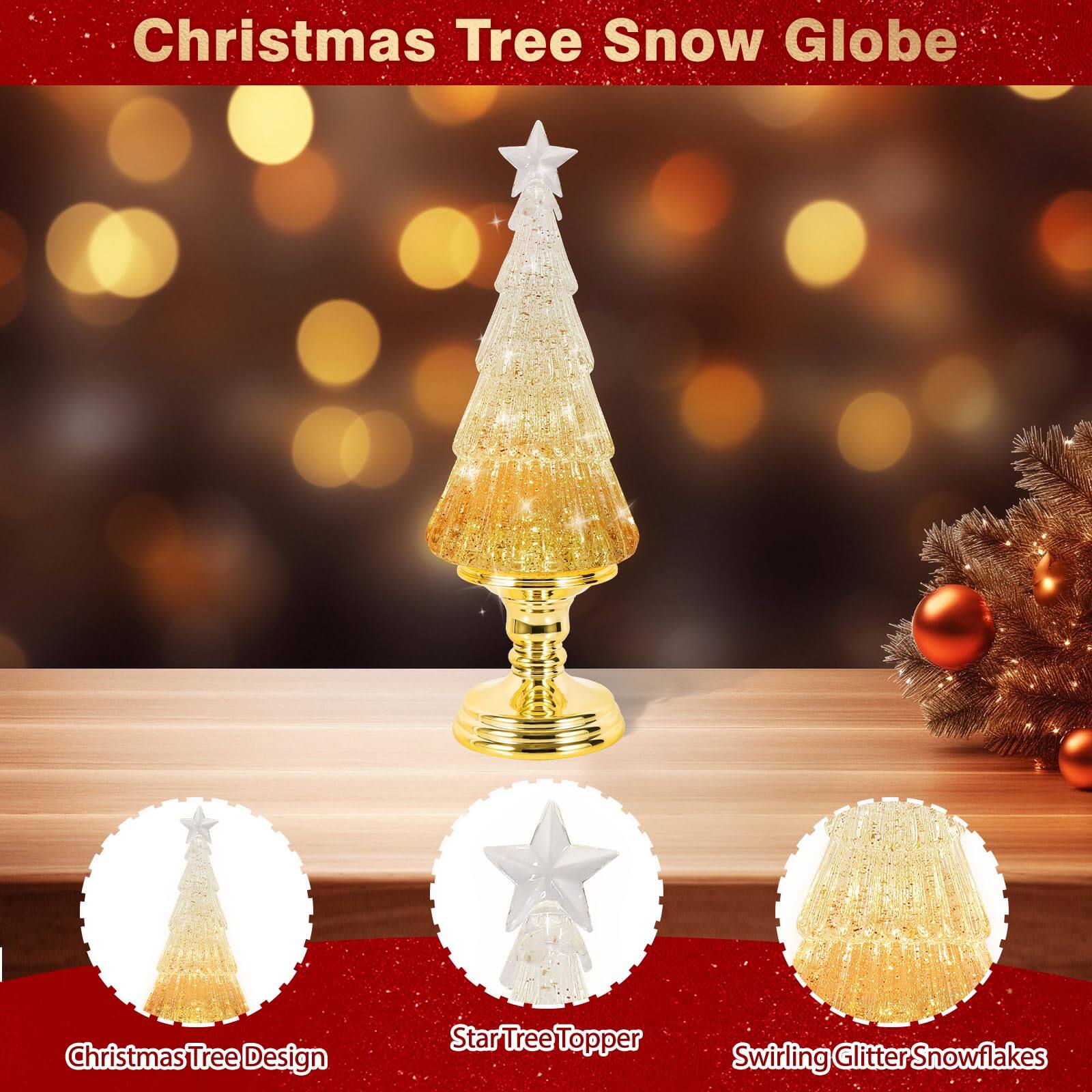 Christmas Tree Snow Globe

Christmas Tree Design  
Star Tree Topper  
Swirling Glitter Snowflakes