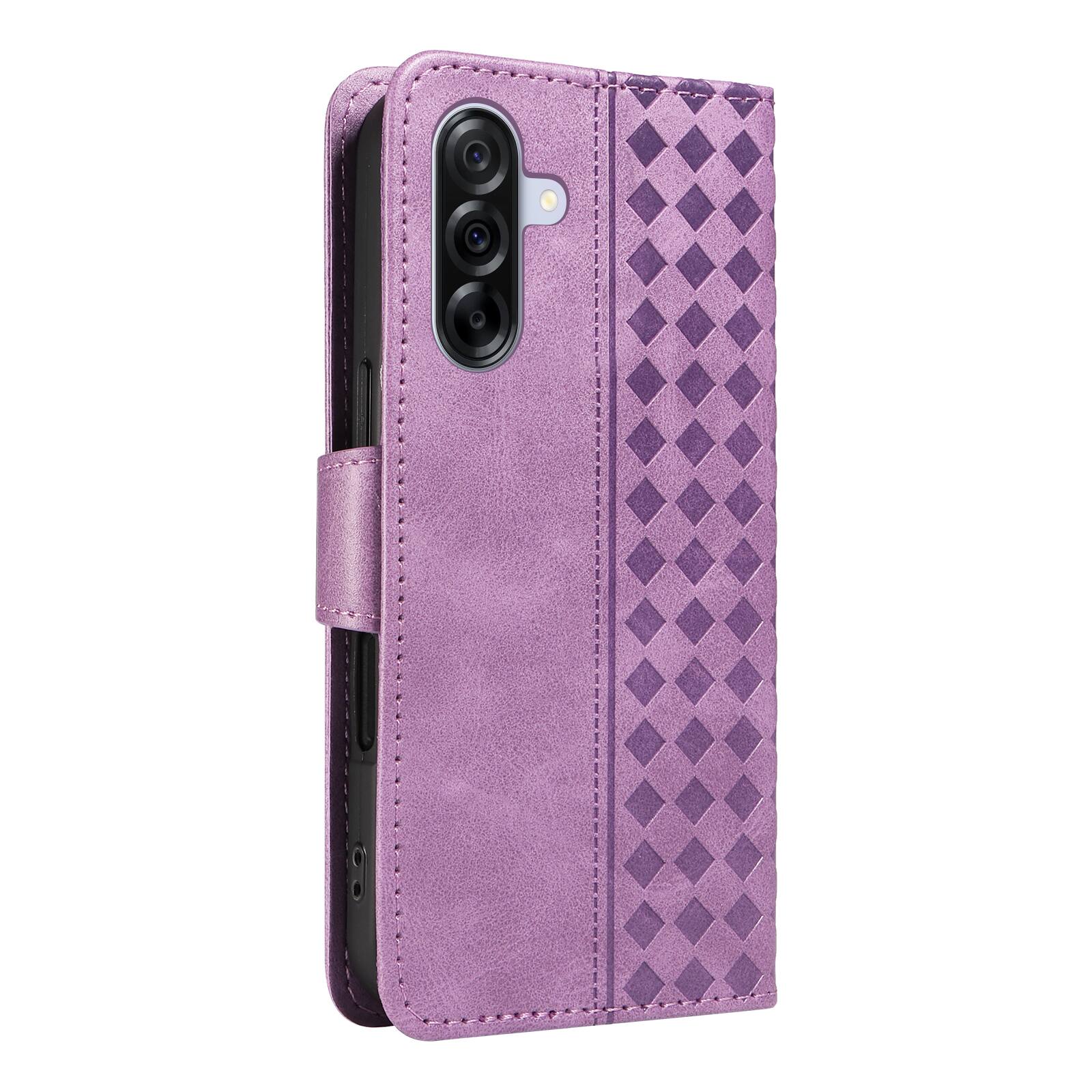 Alt View 4. Dteck - For Samsung Galaxy A17 5G Shockproof Leather Folio Kickstand Card Slots Wallet Case with Strap - Purple.