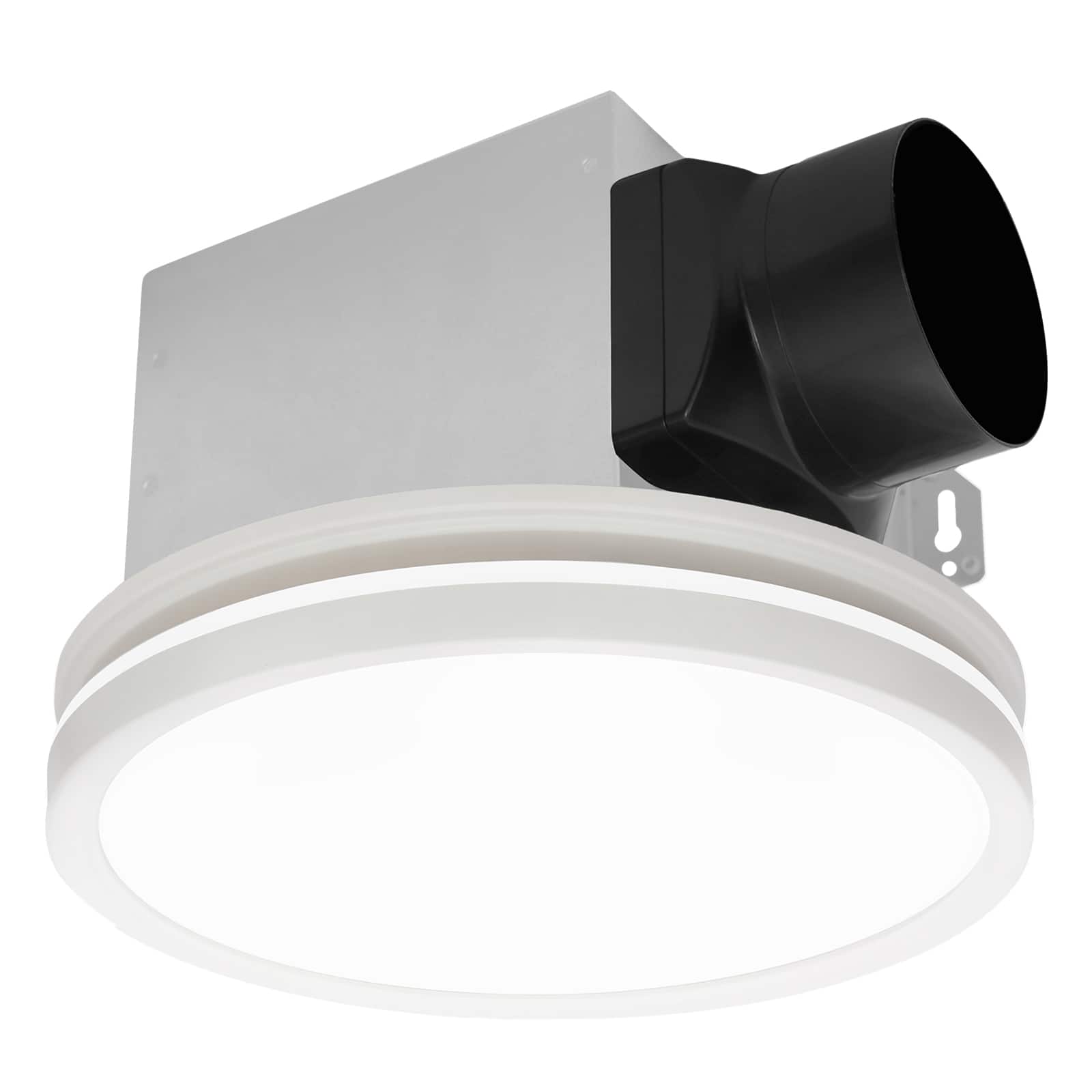 Front. Akicon - Bathroom Exhaust Fan with Light, Dimmable 3CCT LED Light with Night Light, 80 CFM, 2 Sones, Round, White - White.