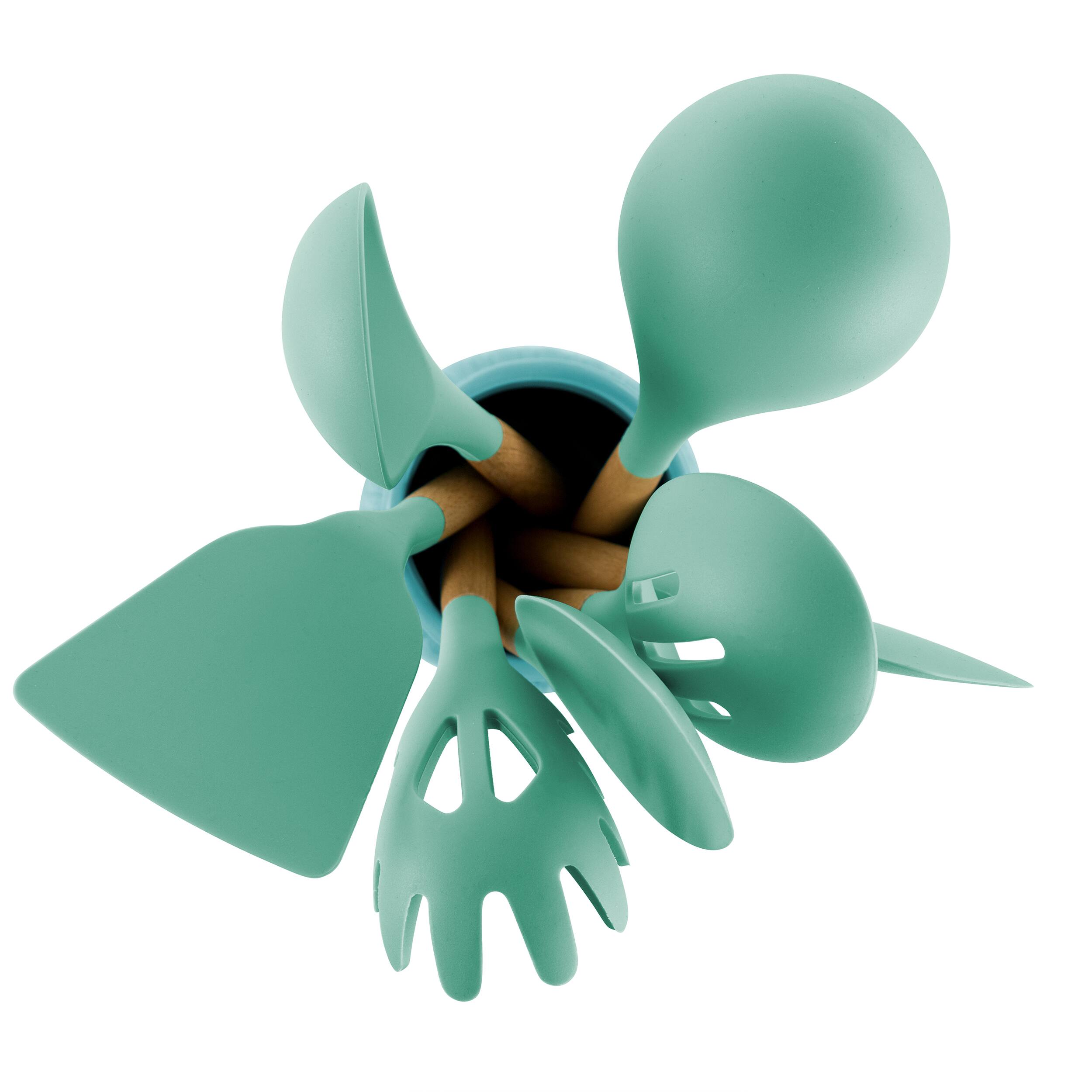 Alt View 4. MegaChef - MegaChef Mint Green Silicone and Wood Cooking Utensils, Set of 9 - Mint Green.