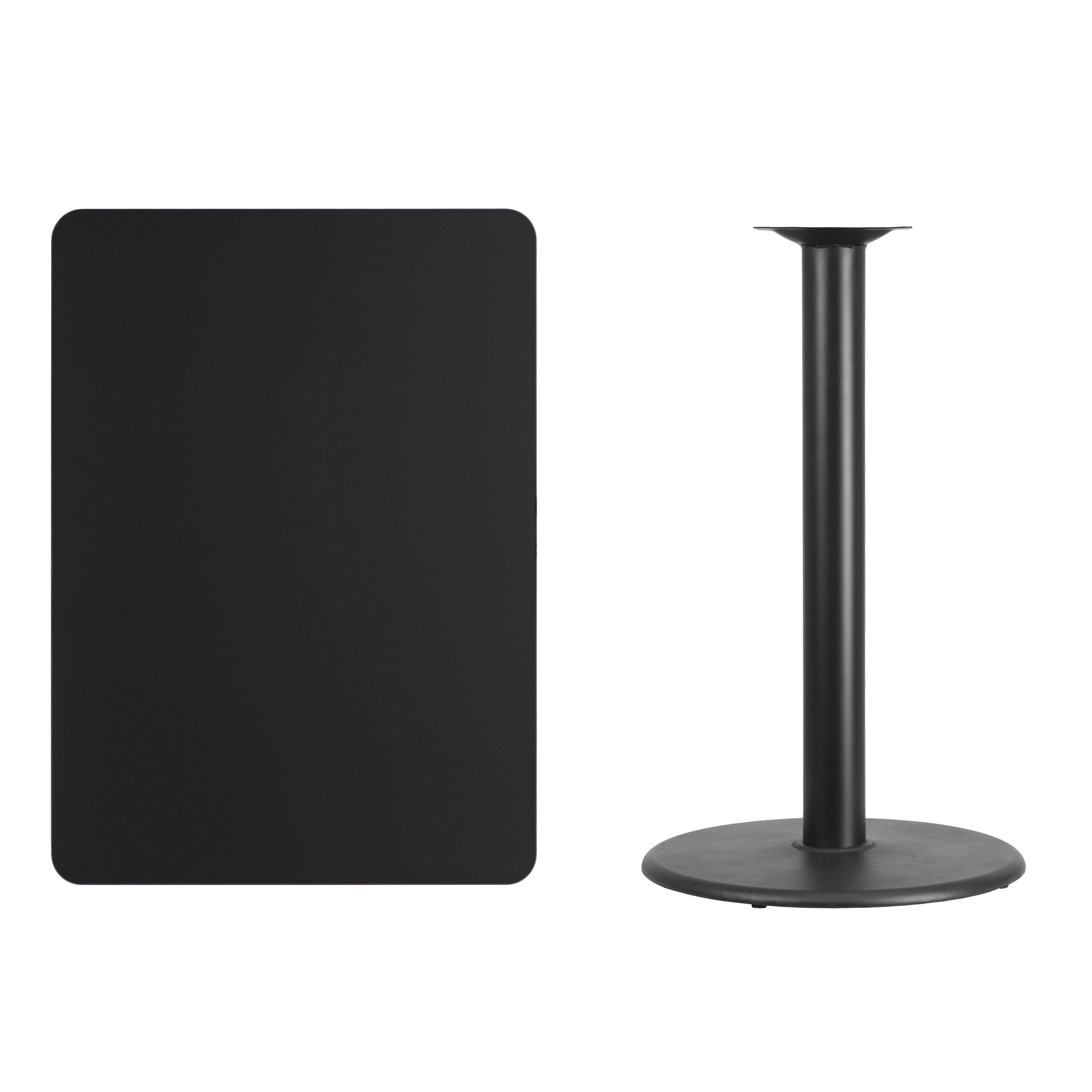Alt View 2. Emma + Oliver - 30"x42" Rectangular Laminate Bar Table with 24" Round Base - Black.
