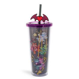 Silver Buffalo - Care Bears x Universal Monsters 24-Ounce Carnival Cup With Lid and Straw Topper - Black