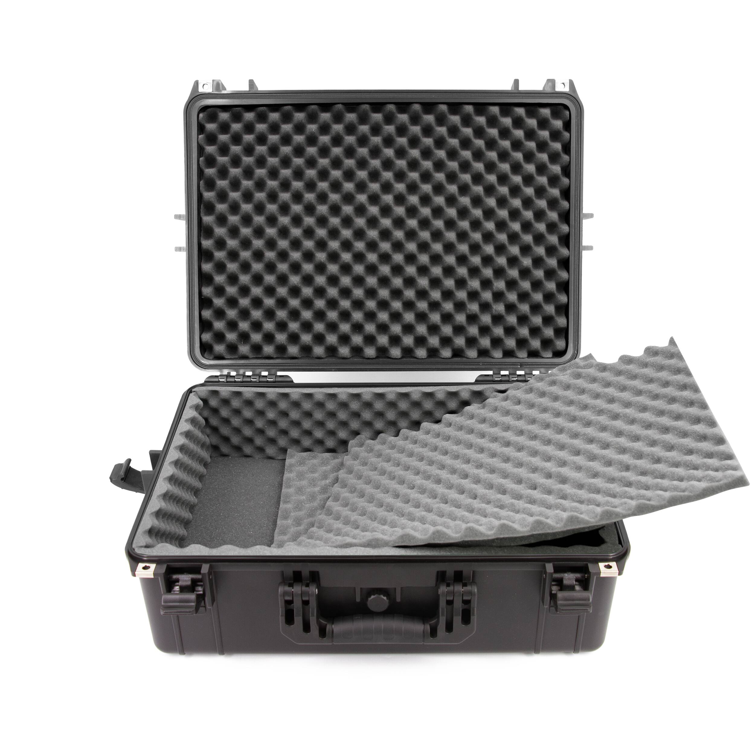 Angle. CASEMATIX - DJ Mixer Travel Case for AlphaTheta DJM-V5 Audio Mixer - IPX7 Waterproof Hard Shell Fits up to 18.75" x 12.5" x 5.5".