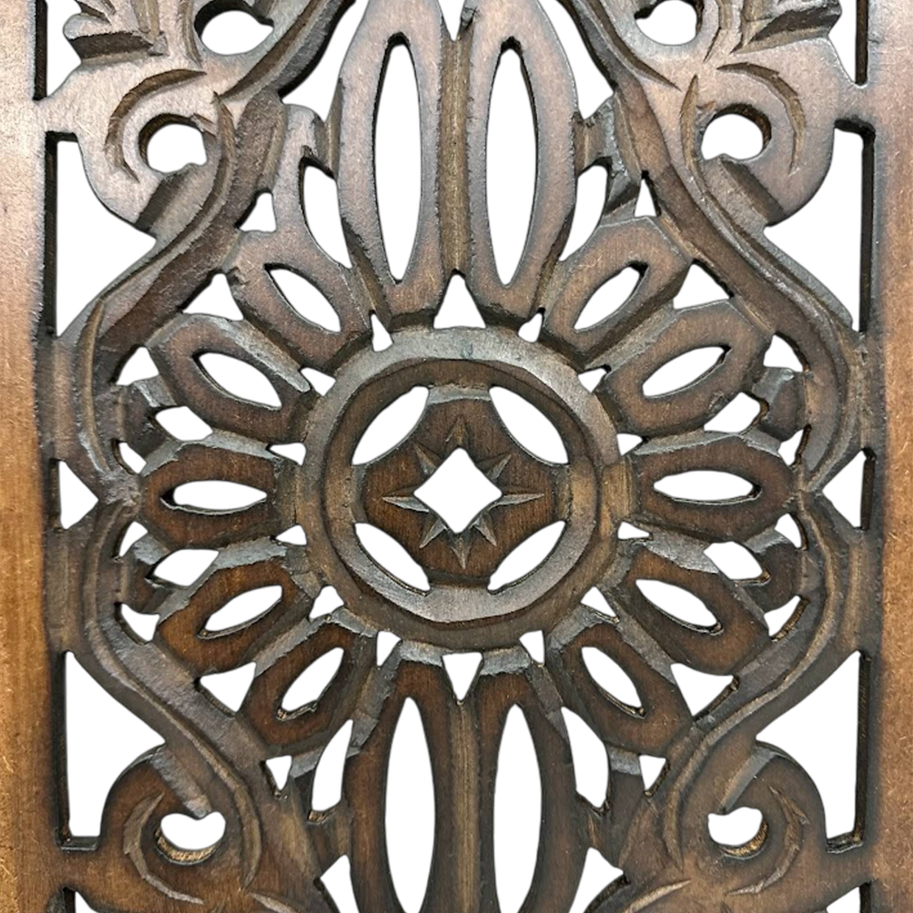 Alt View 2. Manhattan Lane - Benzara Floral Hand Carved Wooden Wall Panels, Assortment of Two - Brown.