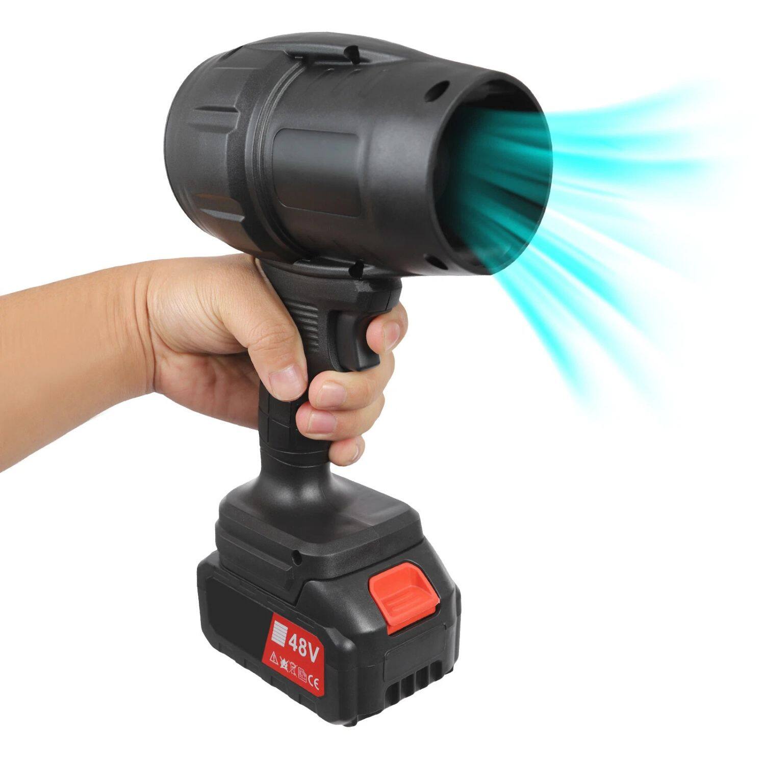 Left. Home Collection - Cordless Car Dryer Air Blower – Turbo Fan for Auto Detailing, Adjustable Speed up to 28,000 RPM, Portable Vehicle Dryer.