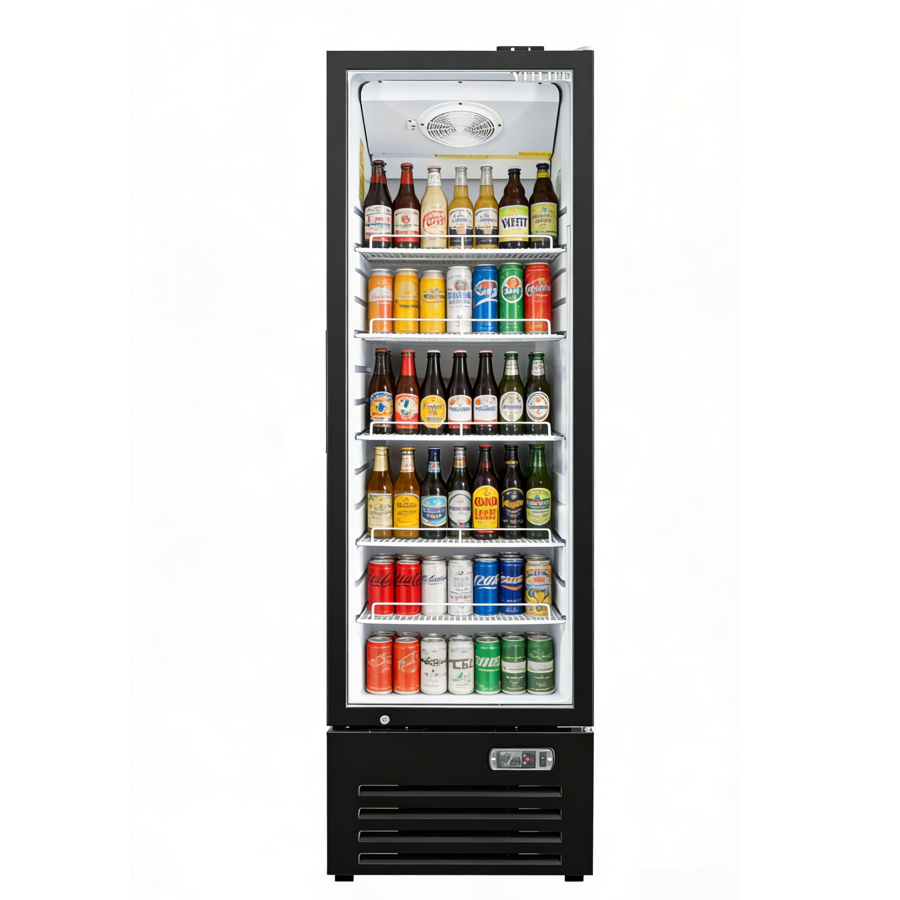 Equator - Vitlife 12.6 Cu Ft Commercial Glass Door Merchandiser Refrigerator, LED, Adjustable Shelves, Auto Defrost ETL - Black