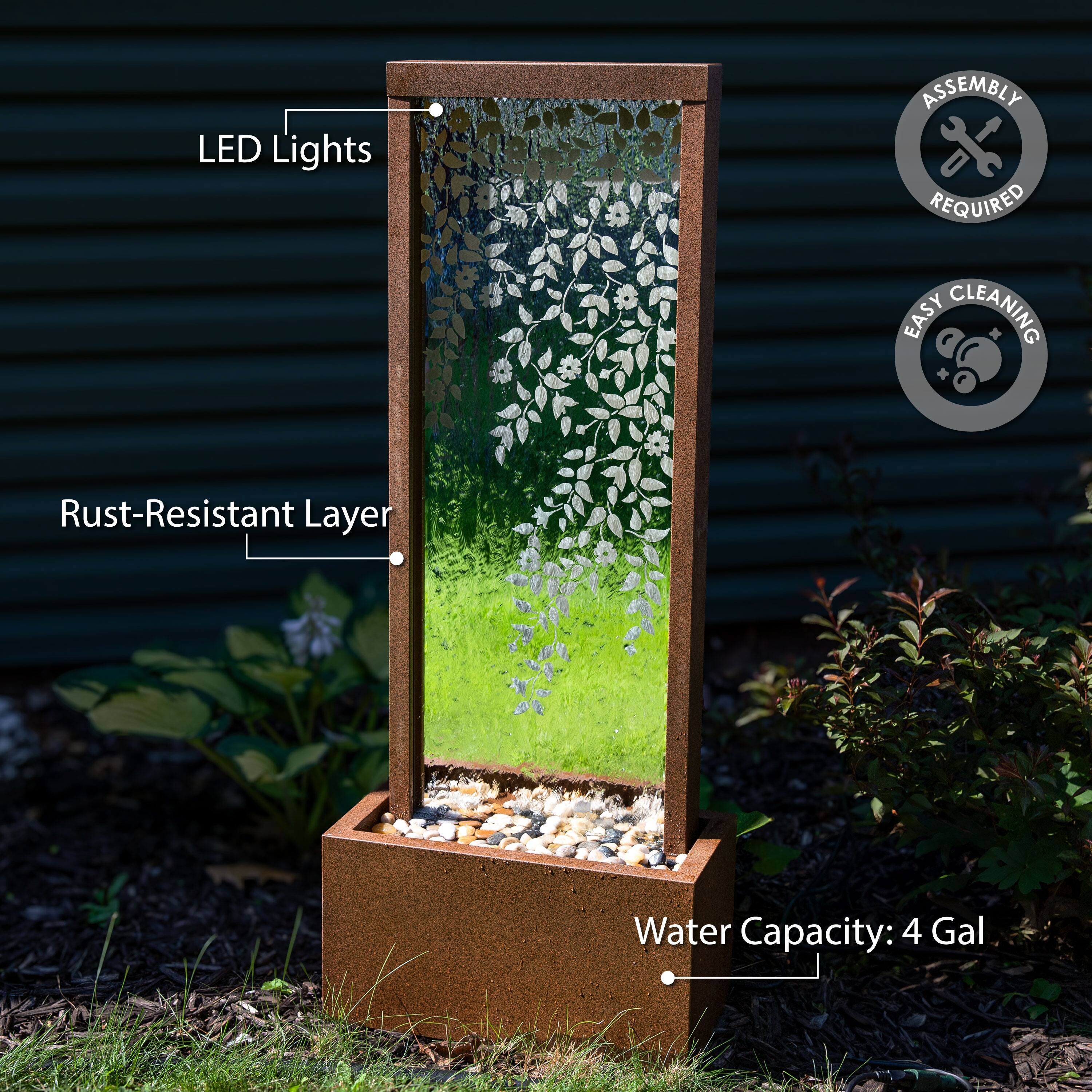 - LED Lights
- Rust-Resistant Layer
- Water Capacity: 4 Gal
- Assembly Required
- Easy Cleaning