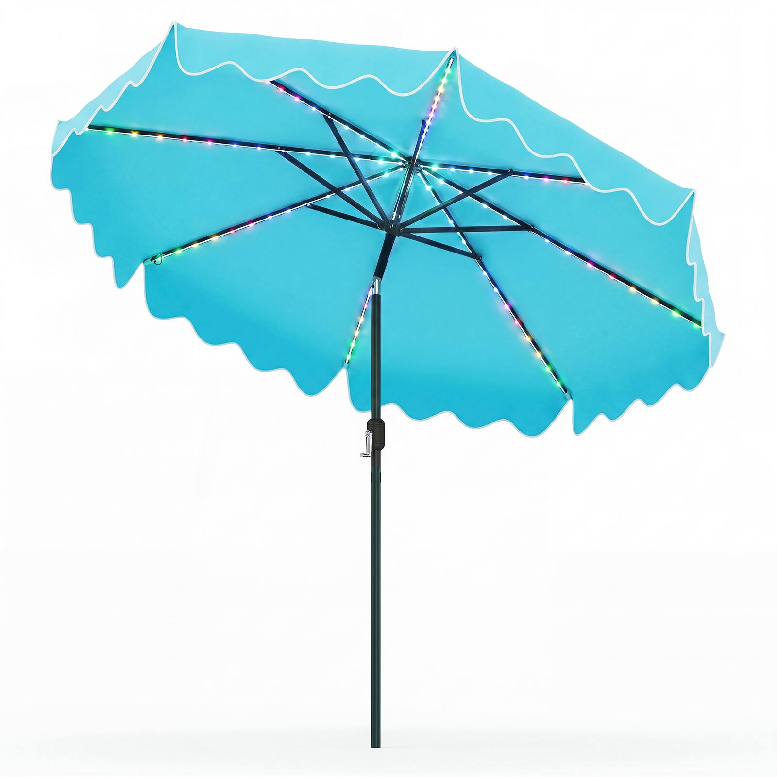 Costway - 10FT Solar Outdoor Market Table Umbrella with 112 Color-Changing Flowing LED Lights - Turquoise price history on PriceWatchPro