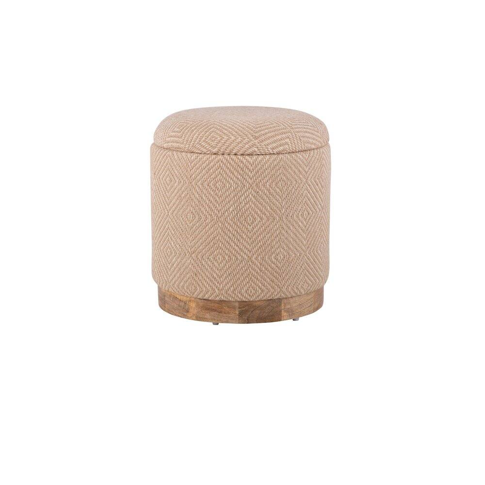 Angle. Carolina Chair & Table - Handwoven Hesperus Diamond Juste Storage Ottoman - Natural Jute.