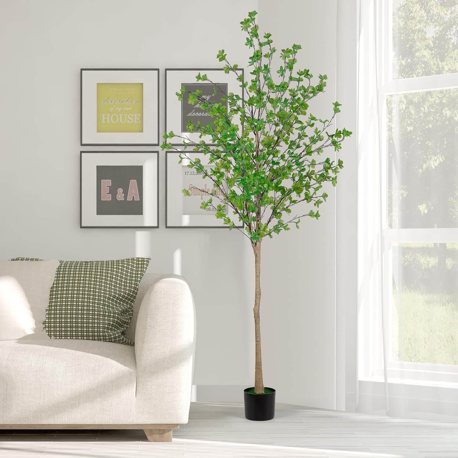 Oumilen - Artificial Enkianthus Tree 6FT, Realistic Texture Emerald Green Potted Faux Tree