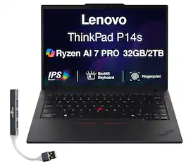 Lenovo - Upgraded - Thinkpad P14s Mobile Workstation 14.0" 60Hz IPS Display (Ryzen AI 7 350, 32GB RAM, 2TB SSD, Win 11 Pro)w/DKZ Hub