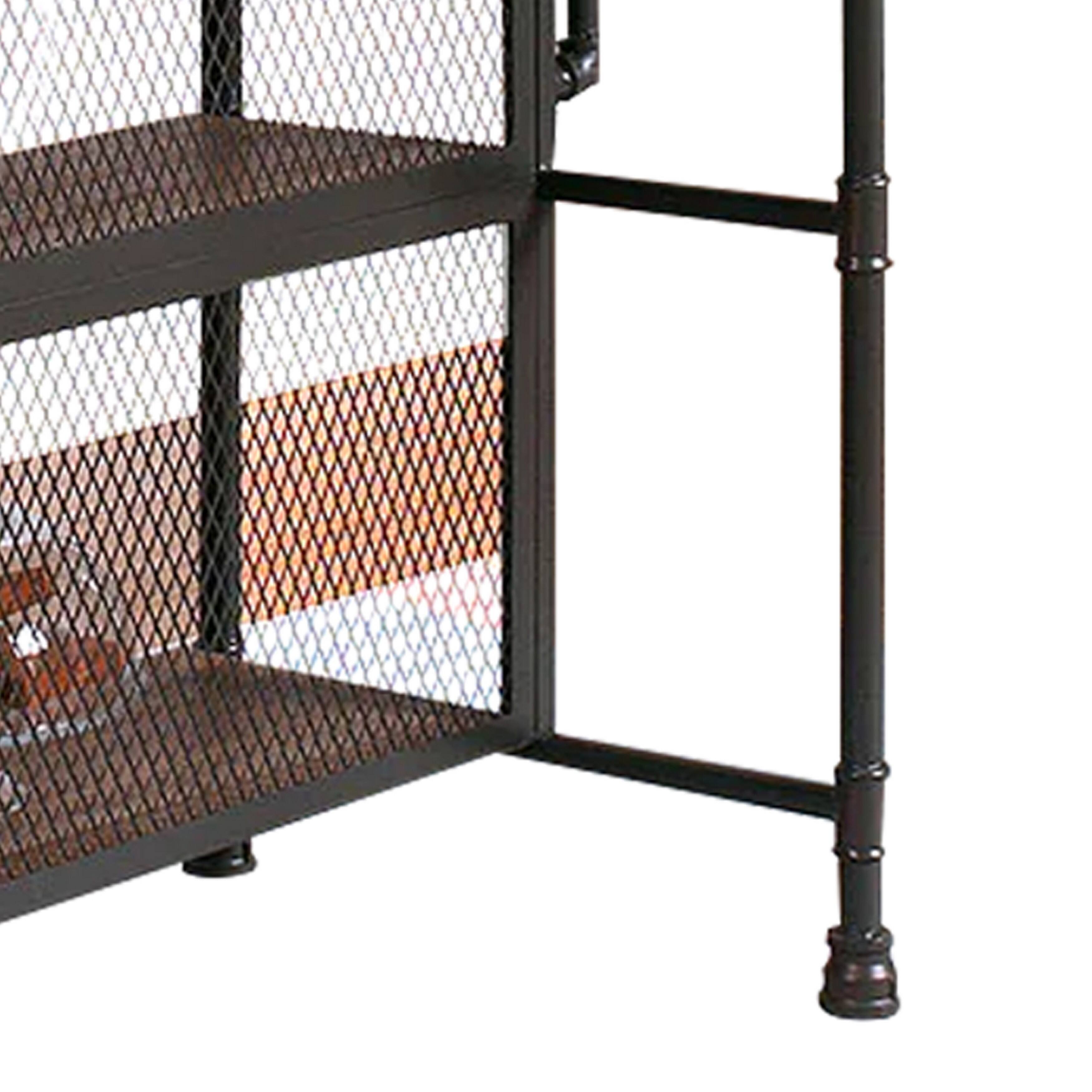 Alt View 3. Manhattan Lane - 59 Inch Bar Table with Hanging Rack, Sand Black Metal, Natural Brown Wood - Black, Brown, Copper.