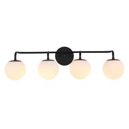 Jonathan Y - Louis Parisian Globe 31" 4-Light Metal/Frosted Glass Modern Contemporary LED Vanity Light - Black