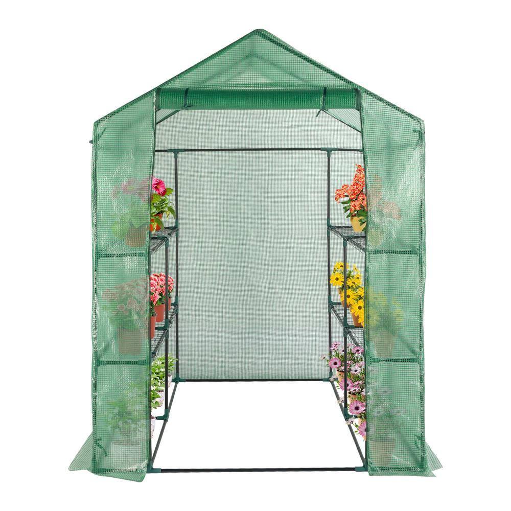 Angle. Winado - 56"x29"x77" Walk-in Greenhouse, Outdoor Durable PE Plant Green House for Frost Protection with 3 Tiers 4 Shelves.