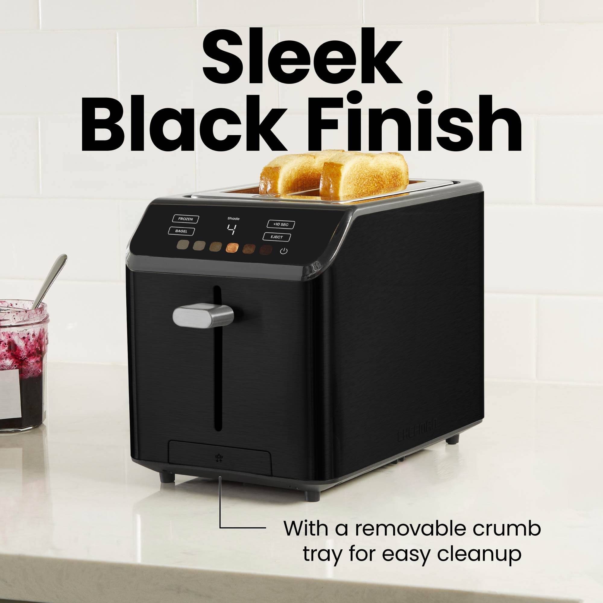 Sleek Black Finish

With a removable crumb tray for easy cleanup