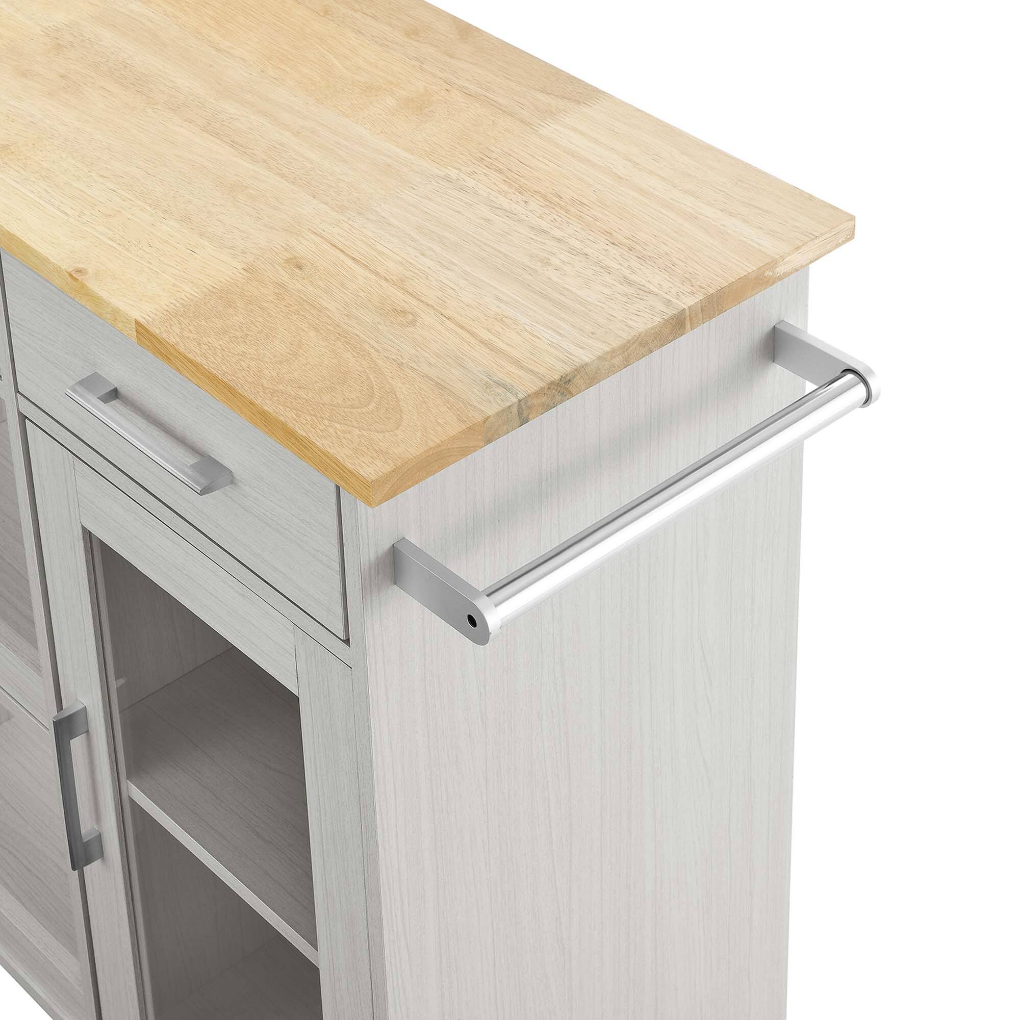 Alt View 7. Modway - Culinary Kitchen Cart With Towel Bar by Modway - White Natural.
