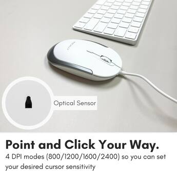 Macally Silent Wired Mouse Slim & Compact USB Mouse for Apple Mac Macally Silent Wired Mouse Slim & Compact USB Mouse for Apple Mac