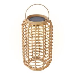Techko - Outdoor Solar Rattan-Style Cylindrical LED Lantern with Handle