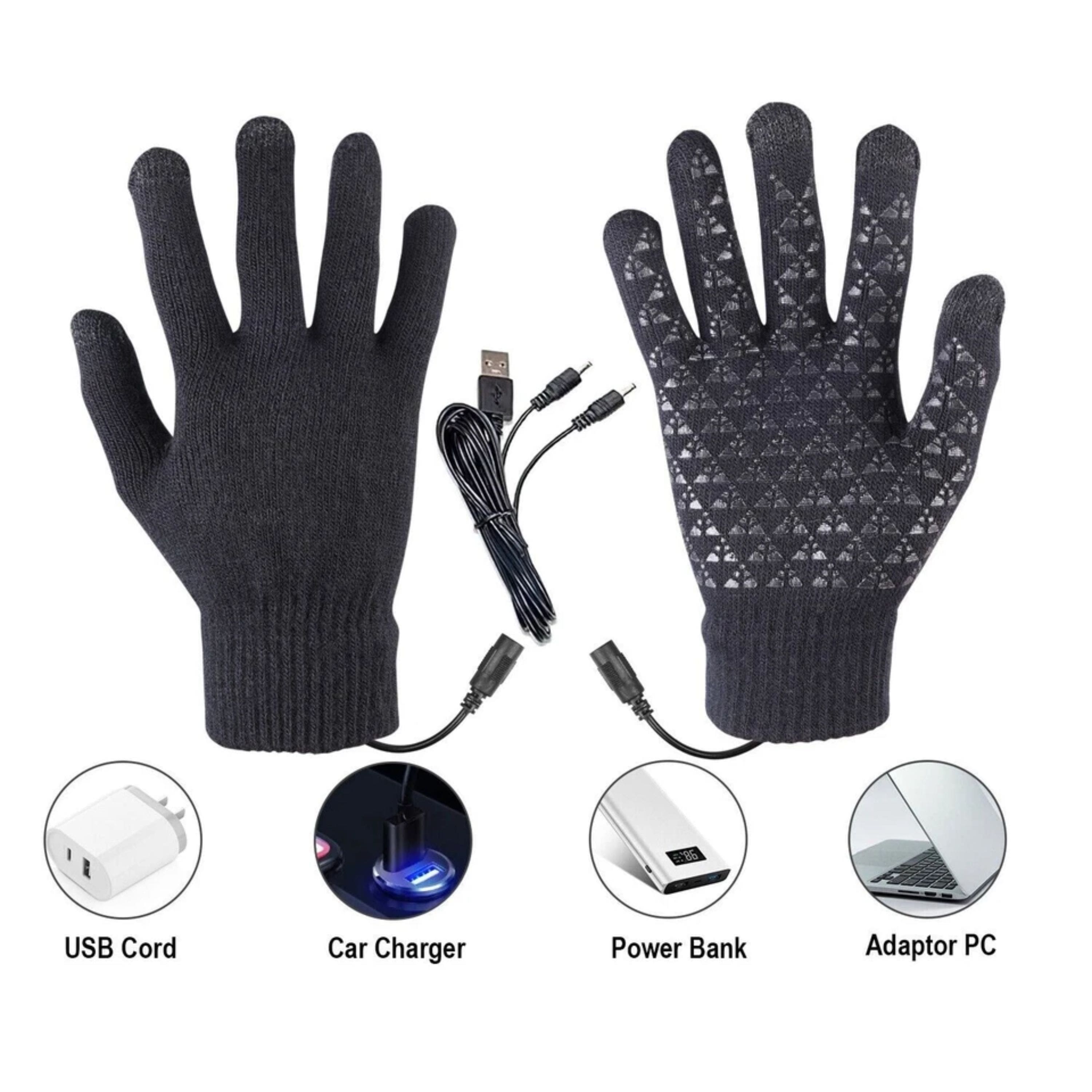 Kitcheniva - USB Heated Gloves Windproof Rechargeable Touchscreen Skiing Gloves Unisex - Black price history on PriceWatchPro