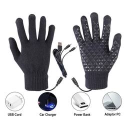 Kitcheniva - USB Heated Gloves Windproof Rechargeable Touchscreen Skiing Gloves Unisex - Black