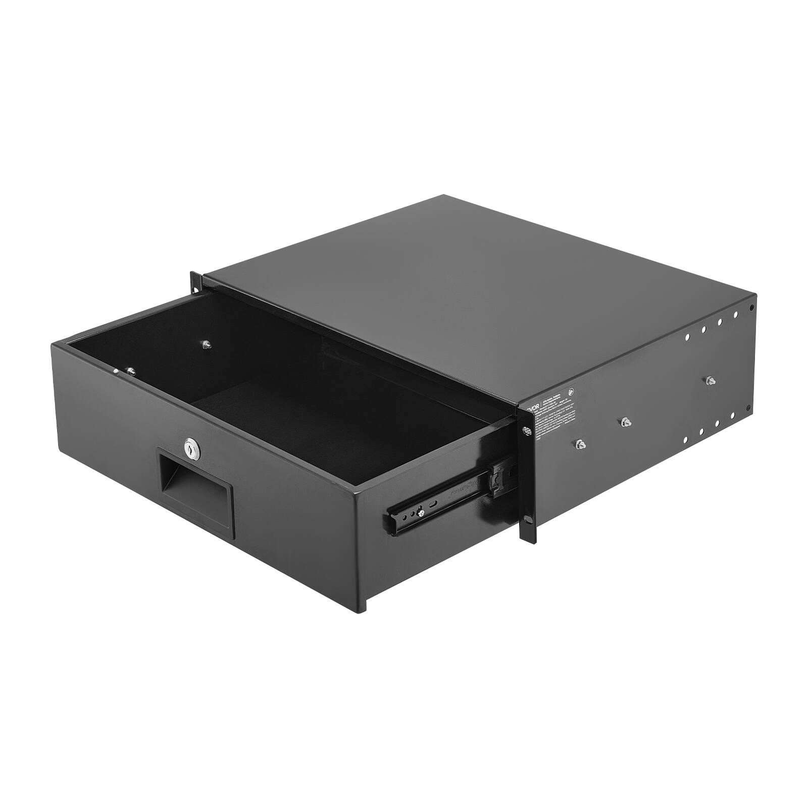 Alt View 5. VEVOR - 3U Rack Mount Drawer, 50 lbs Max Load-Bearing, Lockable Server Cabinet Case, Sliding Drawer with Lock - Black.