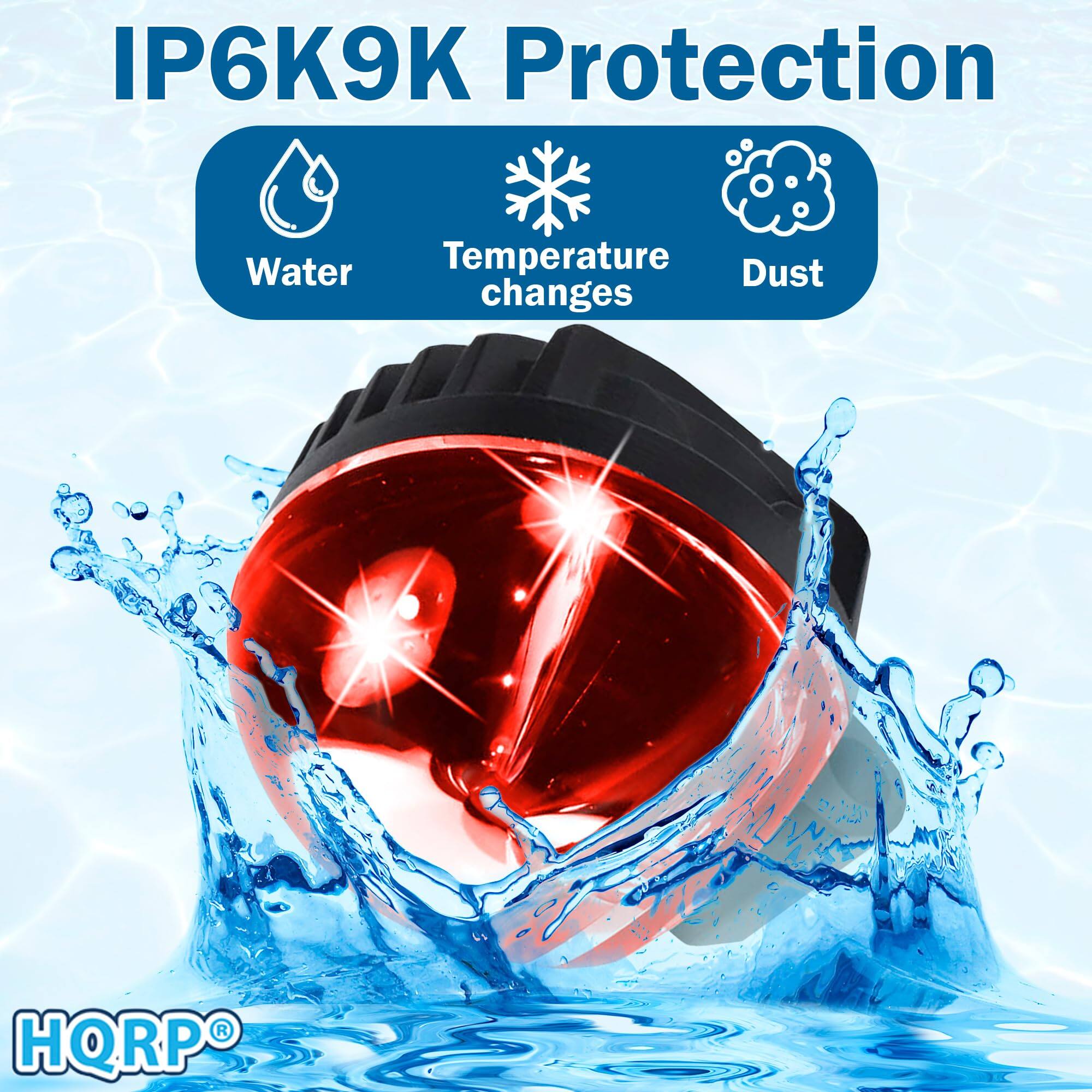 IP6K9K Protection  
Water  
Temperature changes  
Dust  

HQRP