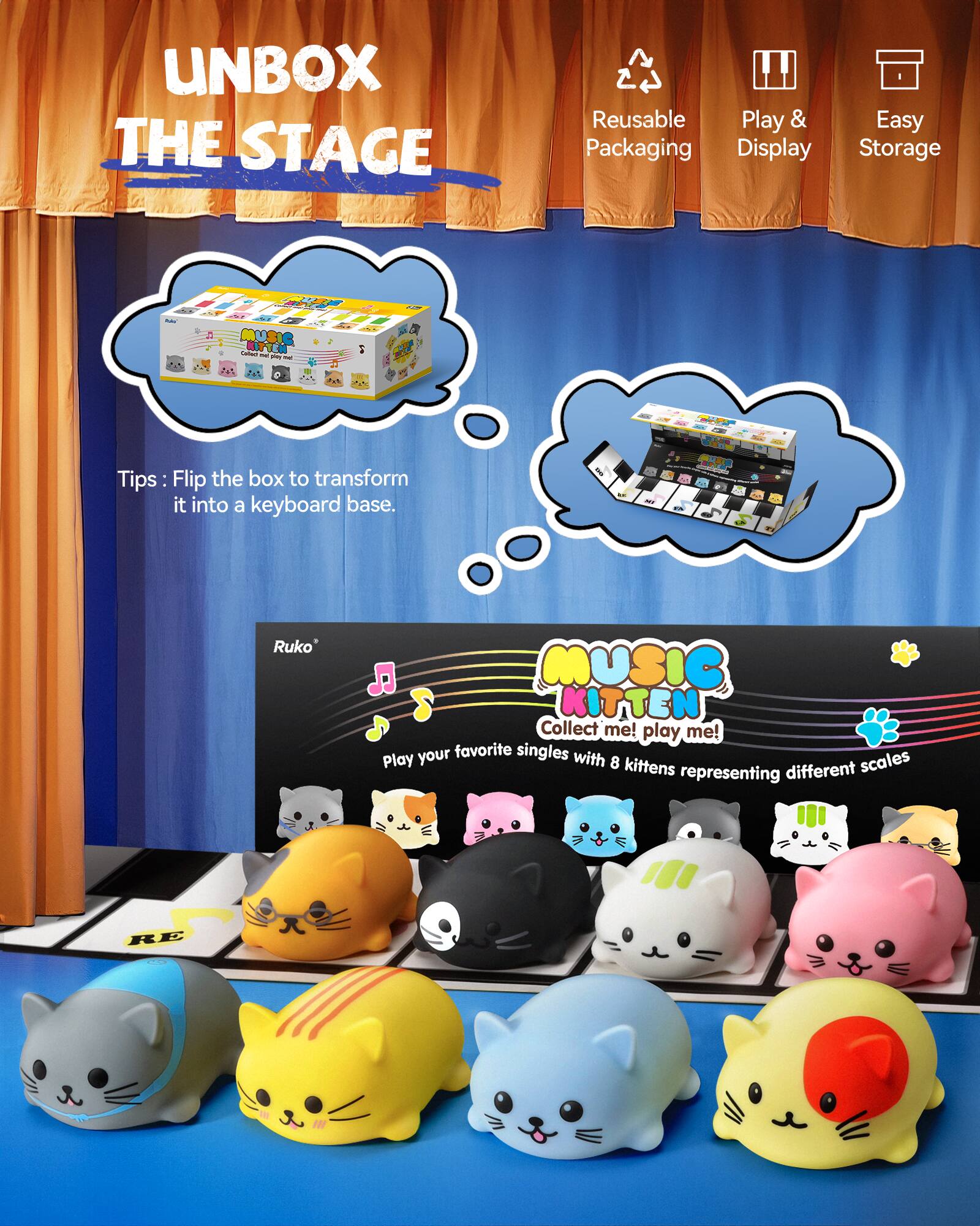 Ruko 1701 Musical Cats Piano Keyboards with Cute Meow Tone,Fun