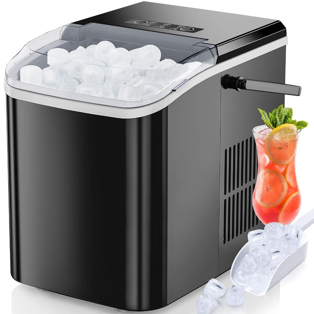 Front. Loheer - Loheer Countertop Ice Maker Portable Ice Machine with Handle Quiet Compact Bullet Ice Maker for Kitchen RV - Silver.