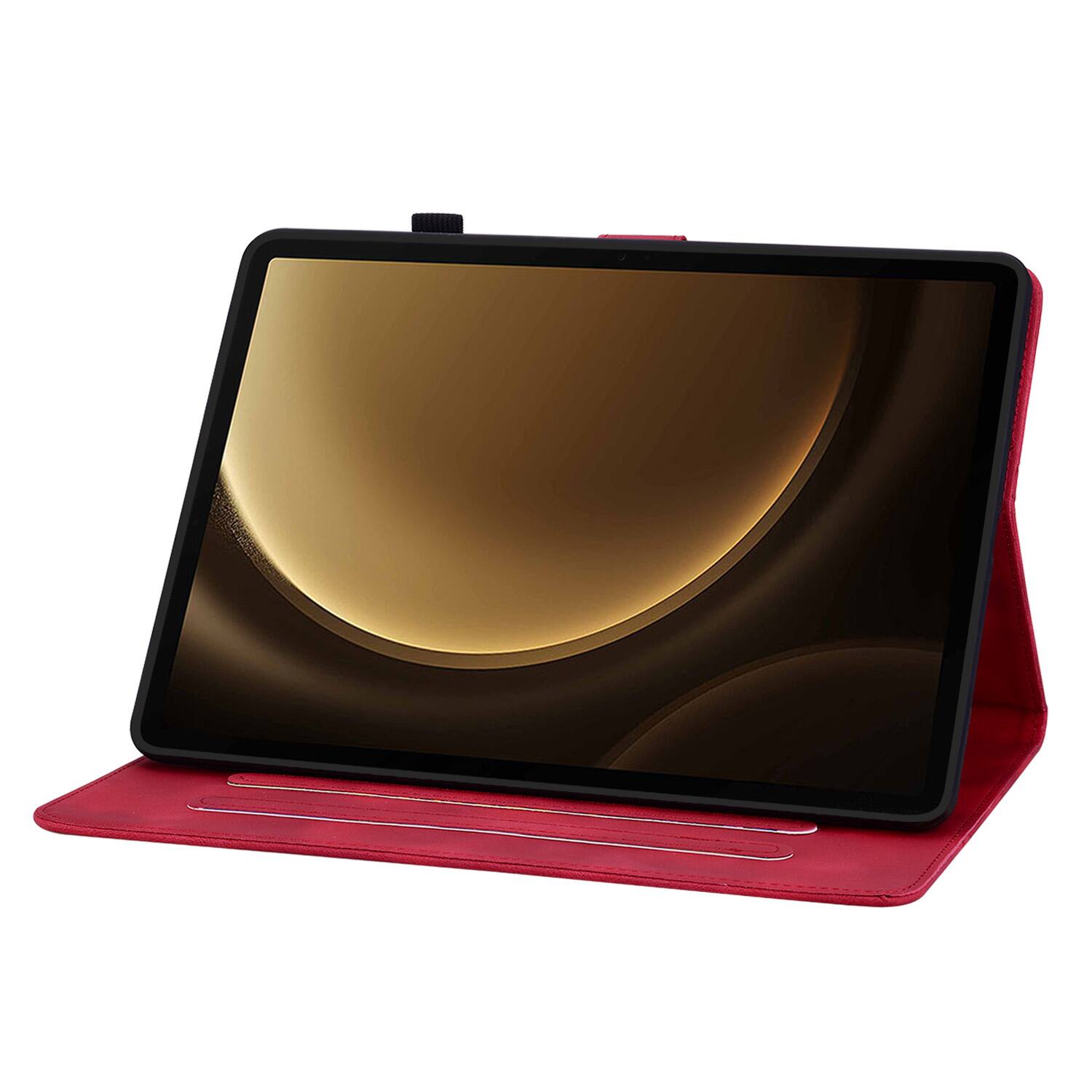 Alt View 1. Dteck - Case for Samsung Galaxy Tab S9+/S9 Plus 12.4" 2023 (SM-X810),Embossed Pattern PU Leather Flip Card Holder Stand Cover - Red.
