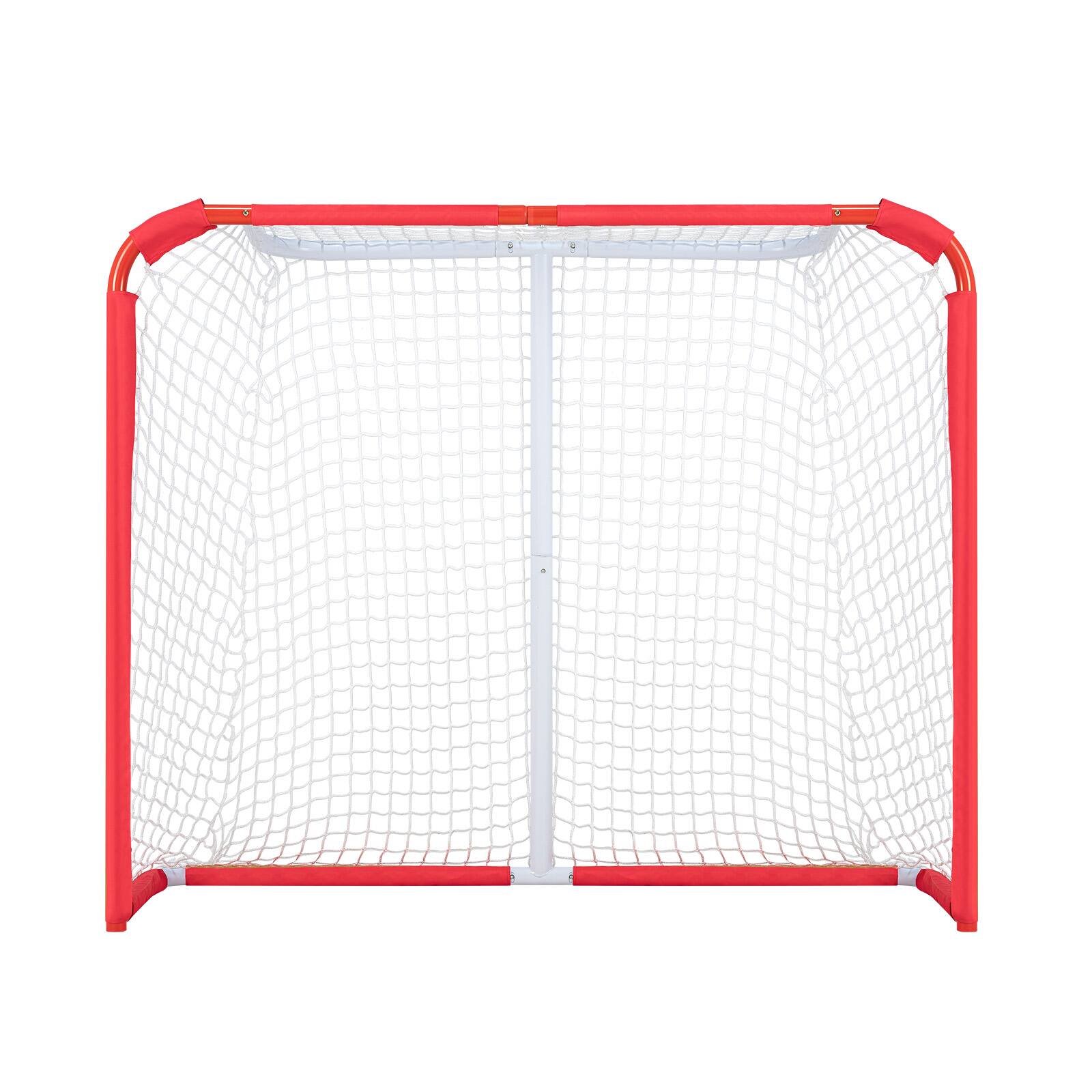 Alt View 5. VEVOR - Youth Street Hockey Net, Indoor Outdoor Steel Hockey Goal, Portable Lightweight Youth Street + Roller,54" x 44" - Red,White.