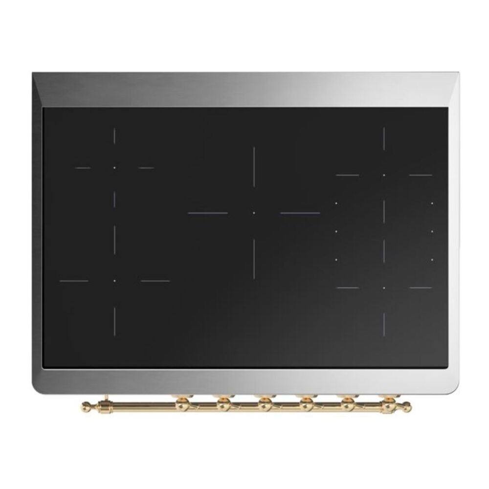 Alt View 6. ILVE - ILVE Majestic II Series  36 in. Induction Range with 5 Induction Elements (Brass Trim) - Stainless Steel.