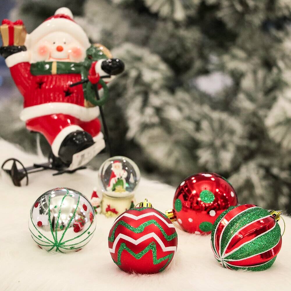 Back. OrnamentallyYou - Playfully Patterned Christmas Ornament Bauble Set 35 Round Holiday Balls - Multi-colored.