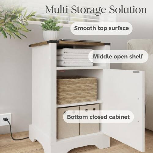 Multi Storage Solution  
Smooth top surface  
Middle open shelf  
Bottom closed cabinet