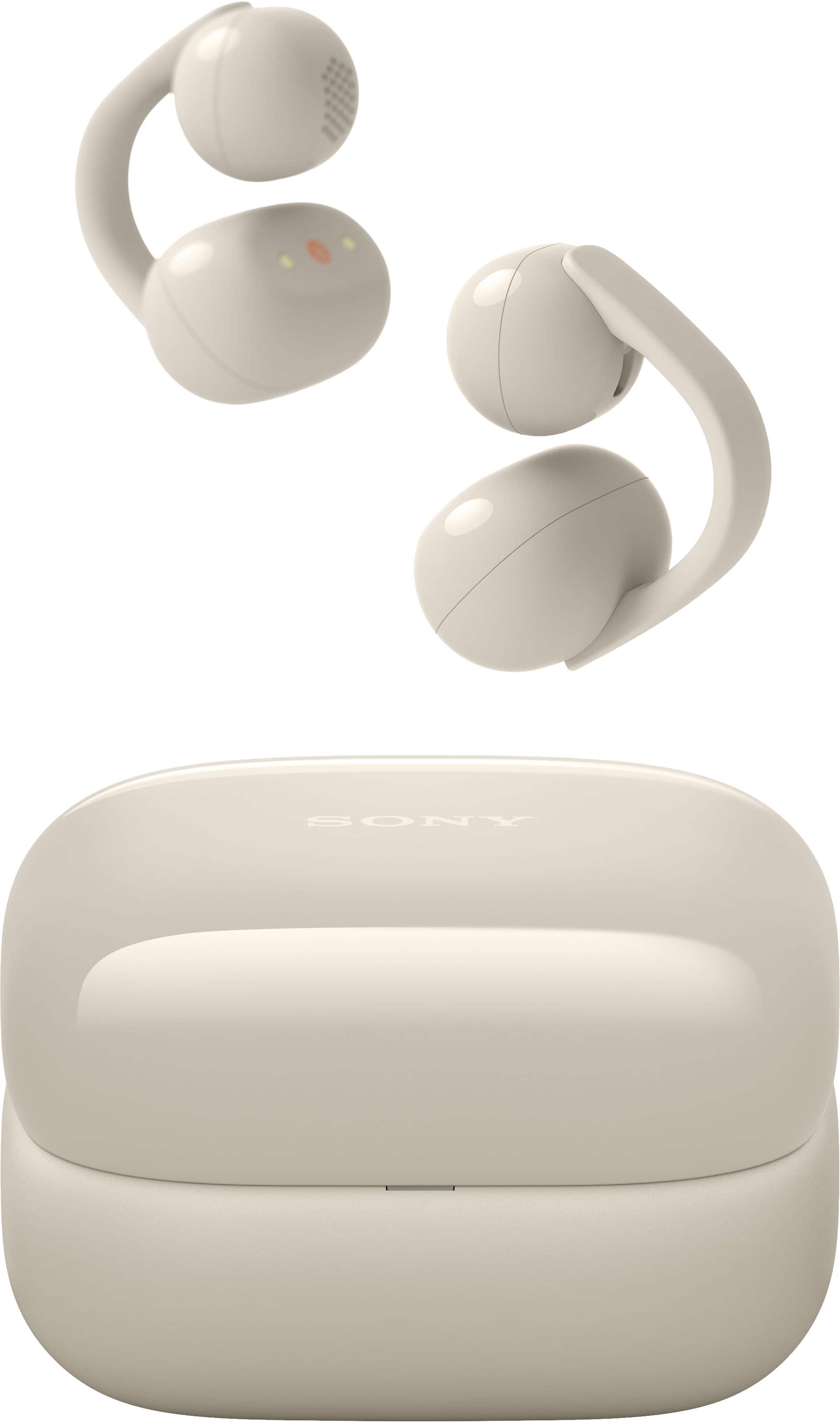 Front. Sony - LinkBuds Clip Truly Wireless Open Earbuds - Greige.