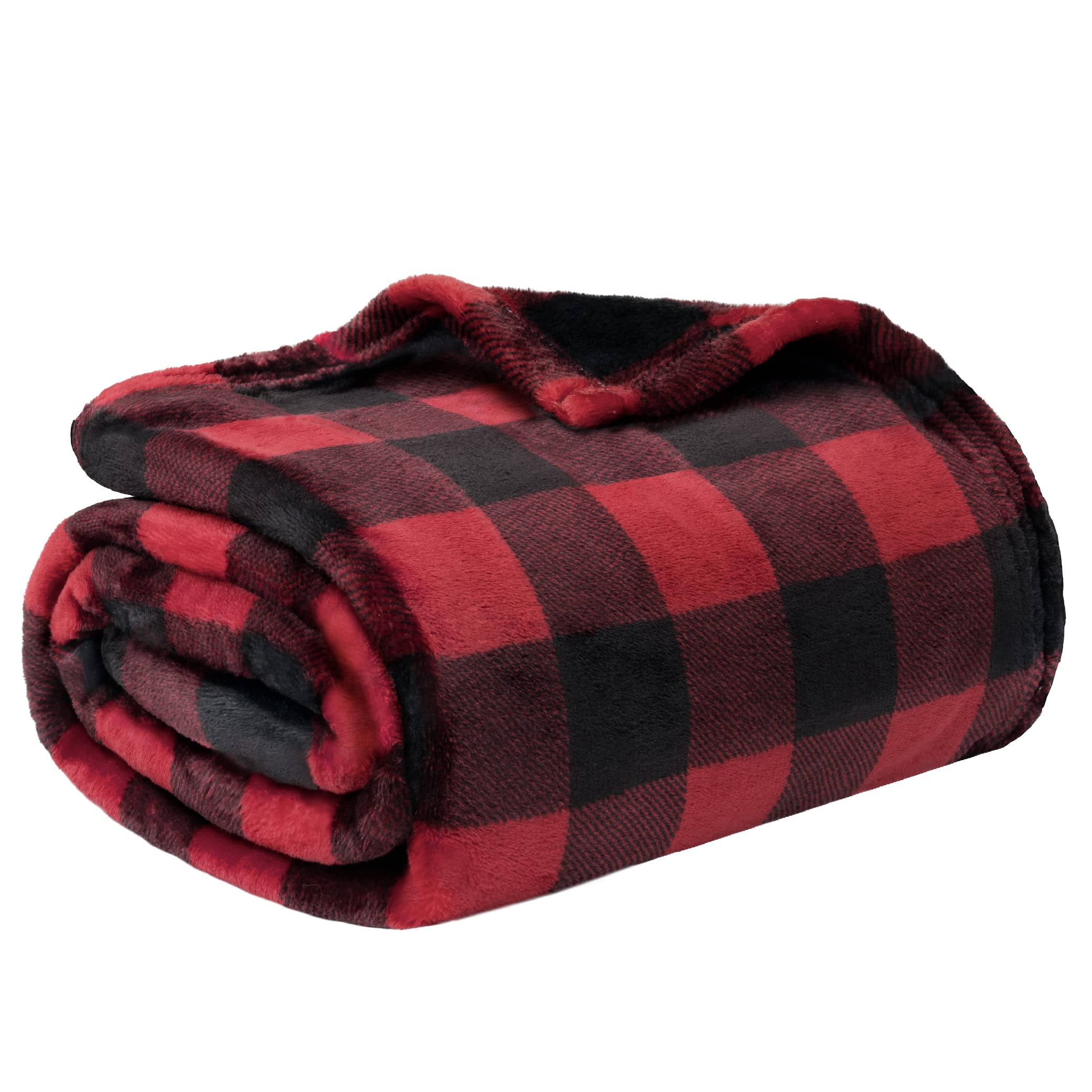 Alt View 7. Alchemy Casas - And Plaid Fleece Throw Blanket For Couch Soft Checkered Flannel Sofa Christmas Bed Warm Cozy Decorative Fall - Plaid Orange Black 50 x 60 Inches - Throw.