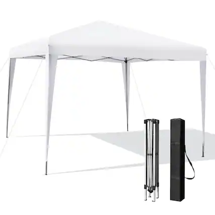 Front. Kadyn - 10 x 10 Feet Outdoor Pop-up Patio Canopy for Beach and Camp-White, Outdoor Gazebo Wedding Party Tent Canopy Tent.