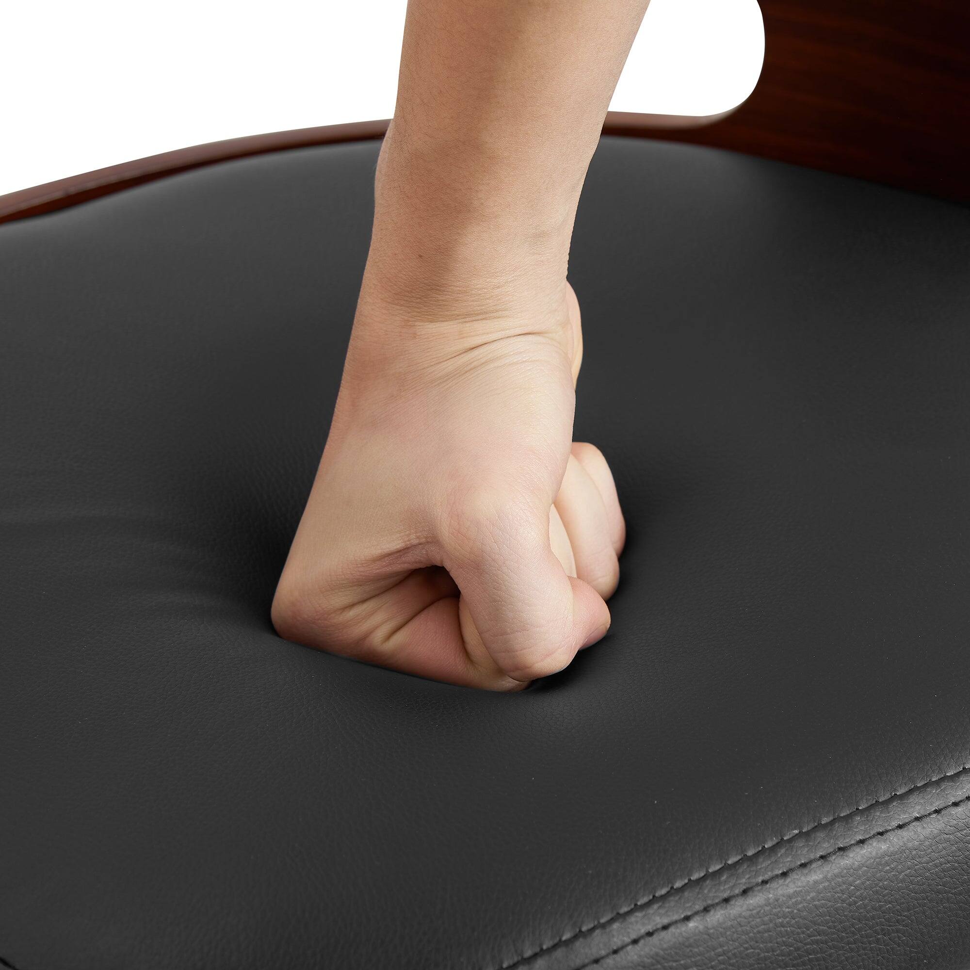 Left. Vecelo - Set of 2 Swivel Bar Stools with Adjustable Height - 360° Rotation, PU Leather & Metal Base, 330lb Capacity - Black.