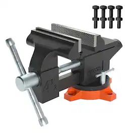 VEVOR - Bench Vise, 4.5-inch Jaw Width 3.3-inch Jaw Opening , 240-Degree Swivel Locking Base Multipurpose Vise with Anvil - Dark Gray
