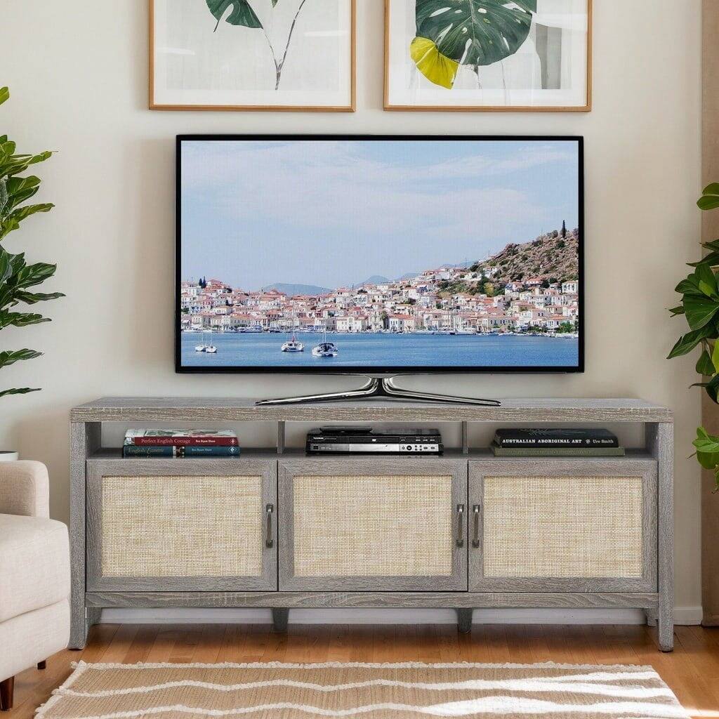 Kadyn - Entertainment Centers,TV Stands,Universal TV Stand Entertainment Media Center for TV's up to 65 Inch - Gray