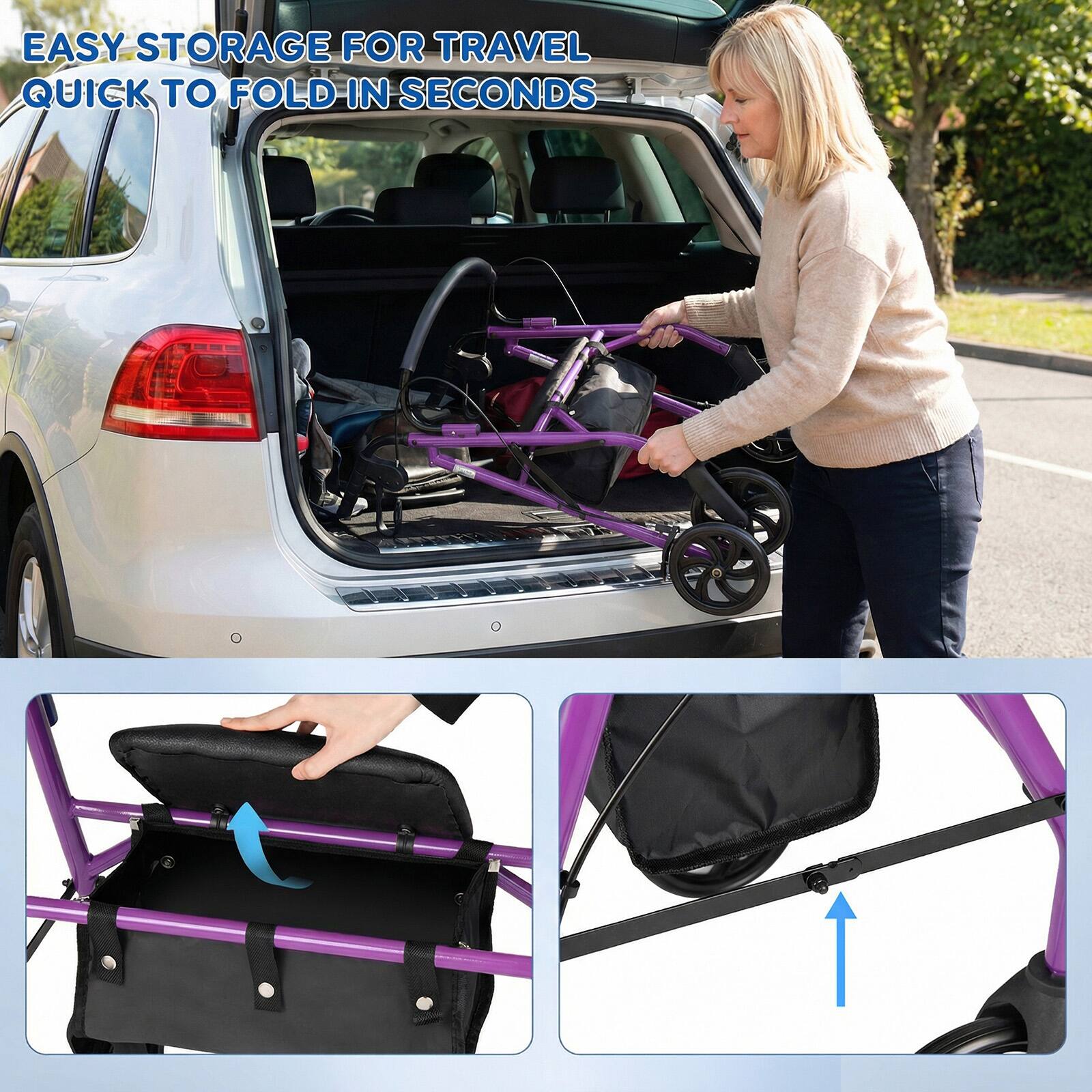 EASY STORAGE FOR TRAVEL  
QUICK TO FOLD IN SECONDS