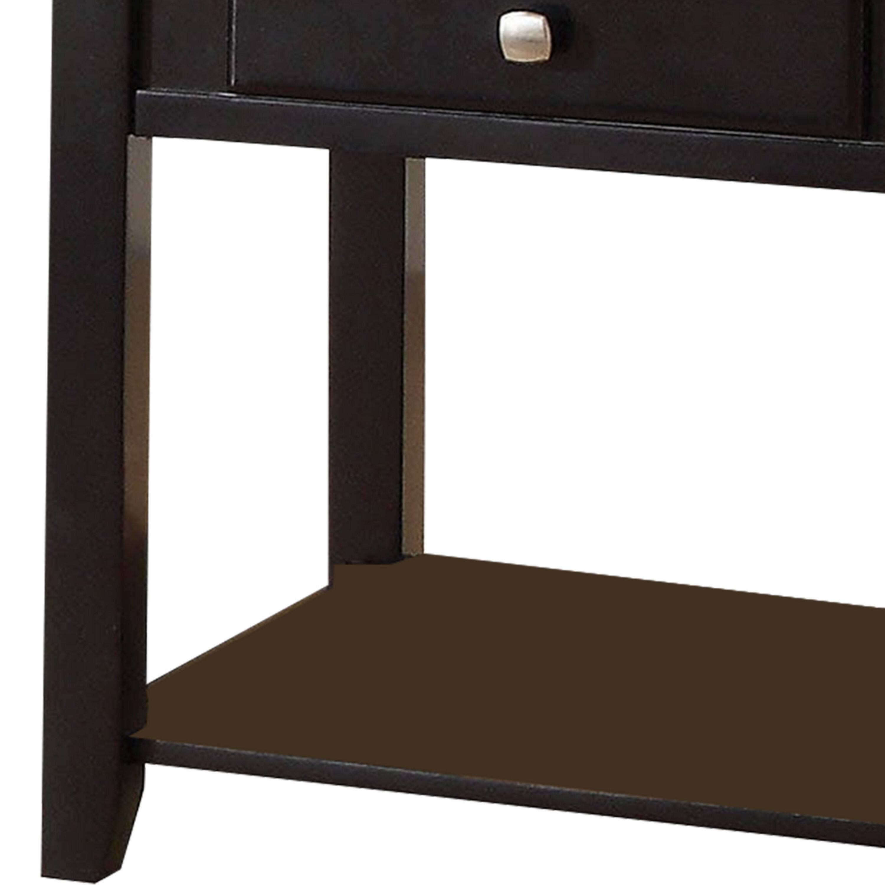 Alt View 2. Manhattan Lane - Wooden End Table with One Drawer and One Shelf - Black.