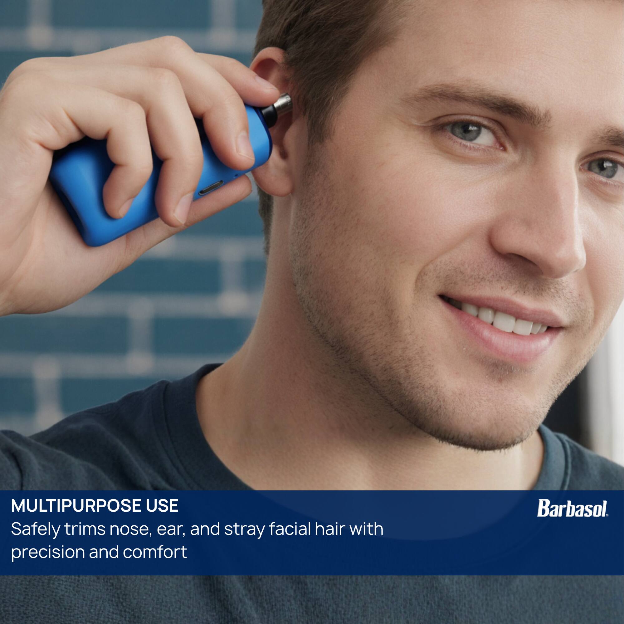 MULTIPURPOSE USE  
Safely trims nose, ear, and stray facial hair with precision and comfort  
Barbasol