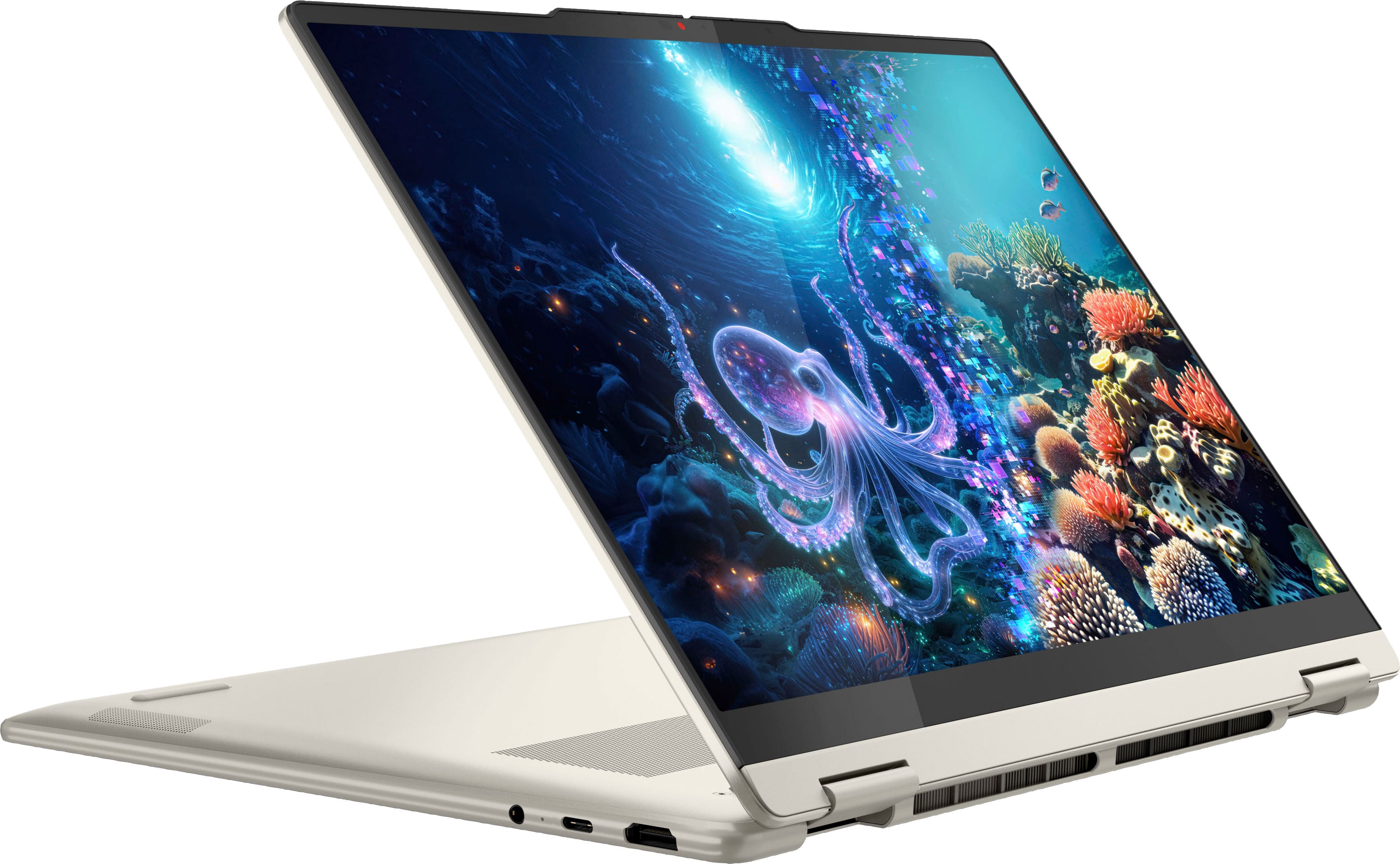 Alt View 13. Lenovo - Yoga 7 2-in-1 - Copilot+ PC - 14" 2K OLED Touchscreen Laptop - AMD Ryzen AI 5 340 2025 - 16GB Memory - 512GB SSD - Seashell.