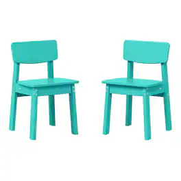 WestinTrends - Tiny Terraces Outdoor HDPE Kids Modern Plastic Toddler Dining Chairs (Set of Two) - Turquoise