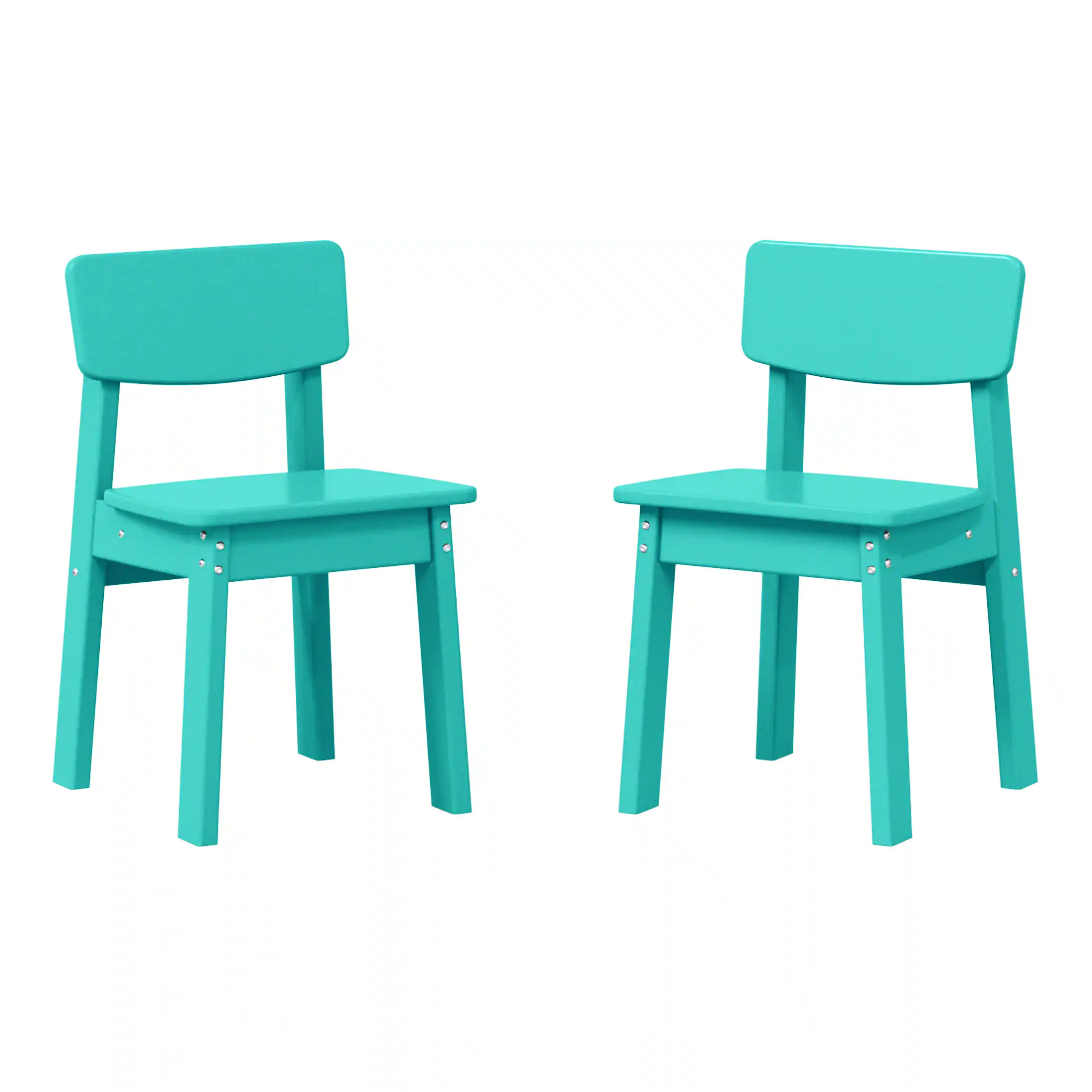 WestinTrends - Tiny Terraces Outdoor HDPE Kids Modern Plastic Toddler Dining Chairs (Set of Two) - Turquoise