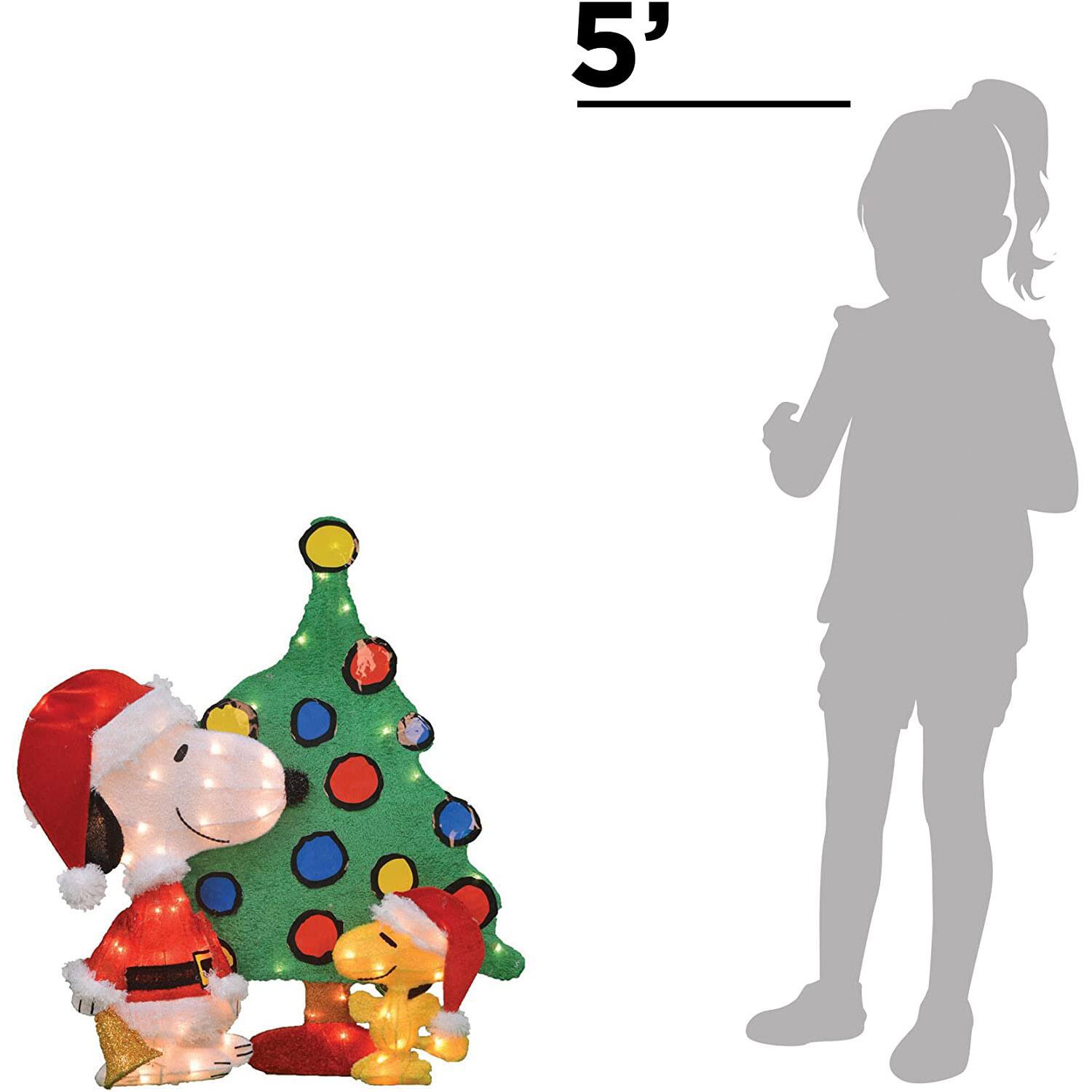 Alt View 7. ProductWorks - ProductWorks Peanuts 32" Snoopy and Woodstock Pre-Lit Christmas Tree Yard Decor - Multicolored.