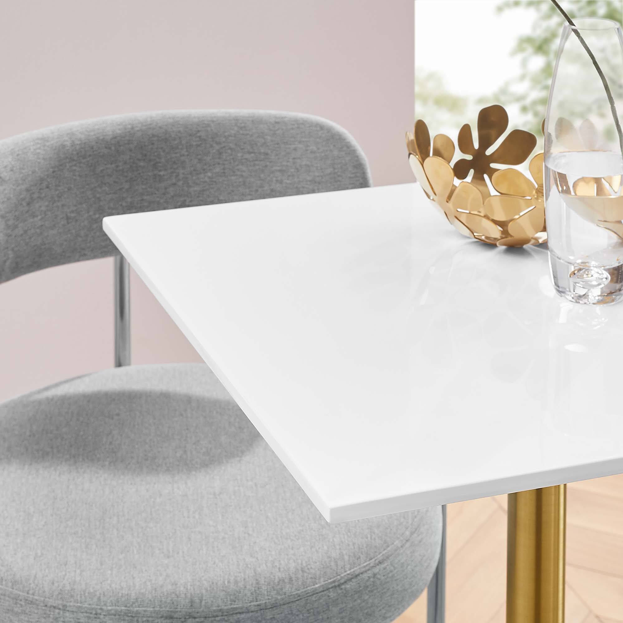Alt View 1. Modway - Lippa Square Wood Dining Table - Gold White.